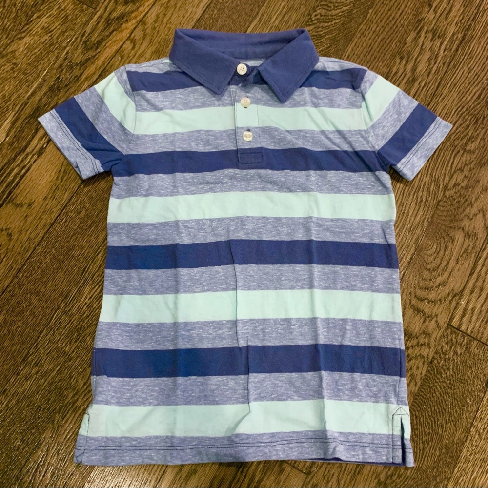 J.Crew Crewcuts Striped Polo (Blue) Size XS (4-5)